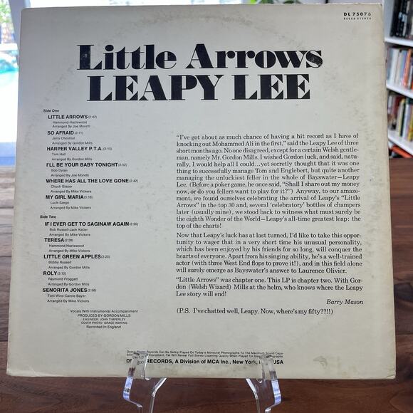 Leapy Lee Little Arrows Vinyl LP 1968 Decca DL 75076 - Picture 11 of 11